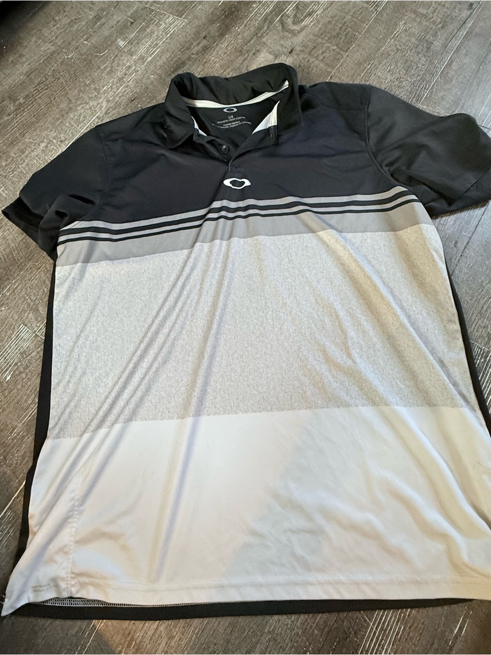 Men's Striped Performance Polo Shirt - Black & Gray